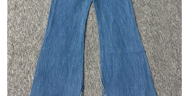 Högmidjade flare jeans för kvinnor blå med graffiti tryck_voghion.com