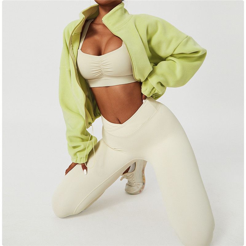 273g Weight Long Sleeve Sleeve Length Simple Style Sport Style Solid Color Linen Polar Fleece Turtleneck Active Tops