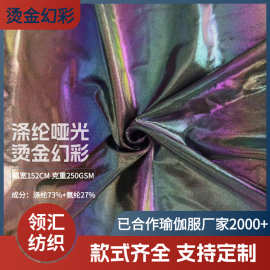 涤纶经编专用莱卡瑜伽服面料烫金吸湿排汗布料黑色吸湿排汗面料