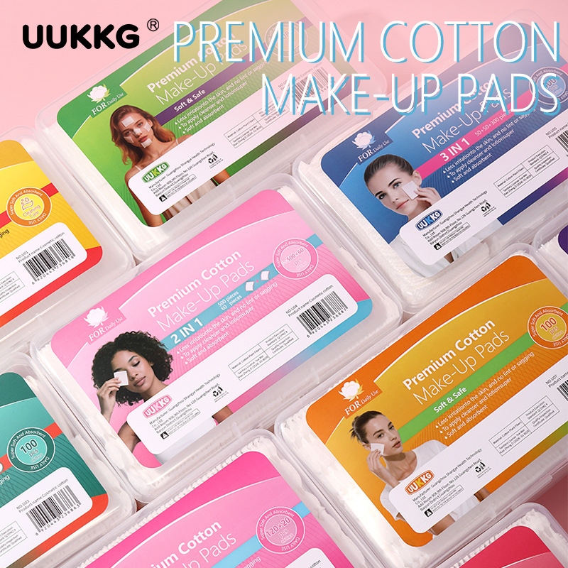 UUKKG caja de algodón cosmético espeso de tres capas de algodón redondo, algodón húmedo limpiador de maquillaje, suministro transfronterizo