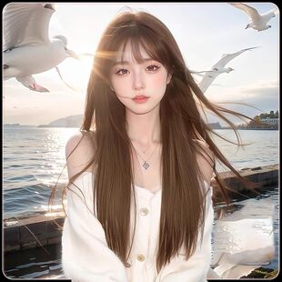 Wig Women's Full Head Cover Style Daily White Lolita Long Straight Hair Fluffy Natural Emulation Hair Fashion Full Top Wig