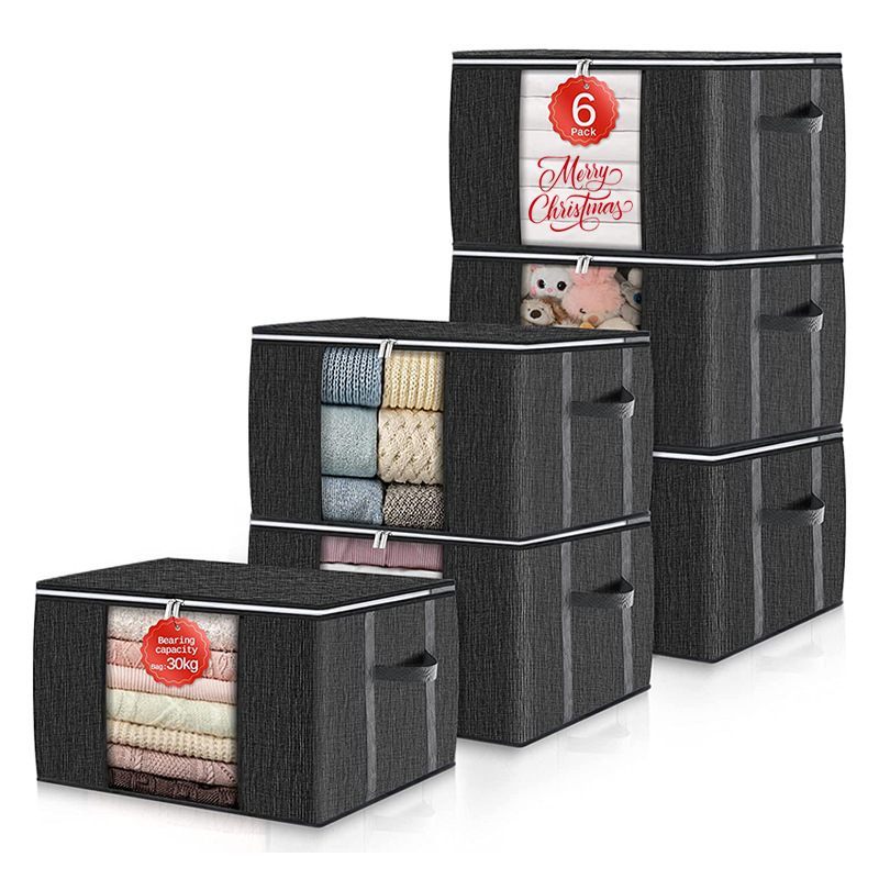 New Non-woven Quilt Storage Bag Large Capacity Black Wire-drawing Storage Box Clothes Dust-proof Storage Bag