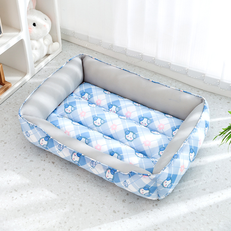 Primavera y verano dibujos animados para perros impresos en sándwiches transpirables cama blanda perros perros