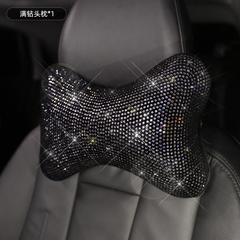 Coche negro rhinestone cubierta del engranaje del freno de mano diamante incrustado cubierta de la manija diamante completo cinturón de seguridad hombro cubierta protectora cubierta del volante reposacabezas