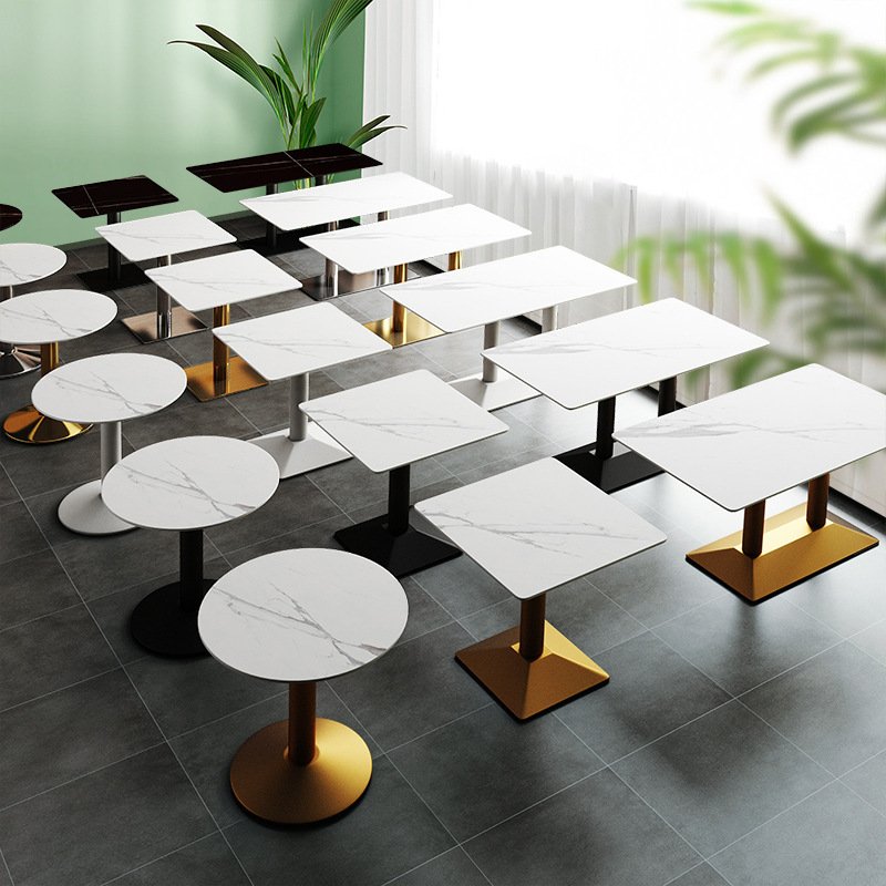 Slate Dining Table Commercial Catering Hotel Table and Chairs Restaurant Canteen Milk Tea Coffee Fast Food Restaurant Square Table Negotiation Small Round Table