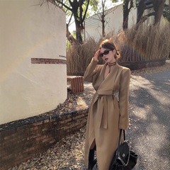 高级感黑色长袖风衣外套女秋季2025新款长款宽松显瘦开衫上衣ins