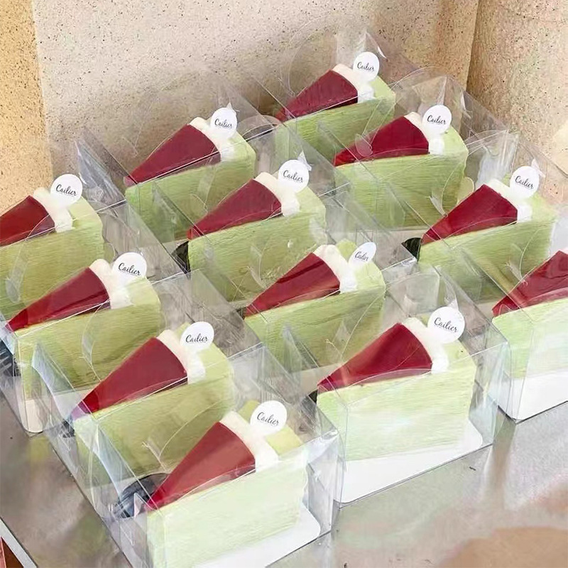 Transparent layer cake suitcase mousse cut into pieces packaging 6-inch/8-inch piece cake packaging box Western pastry packaging