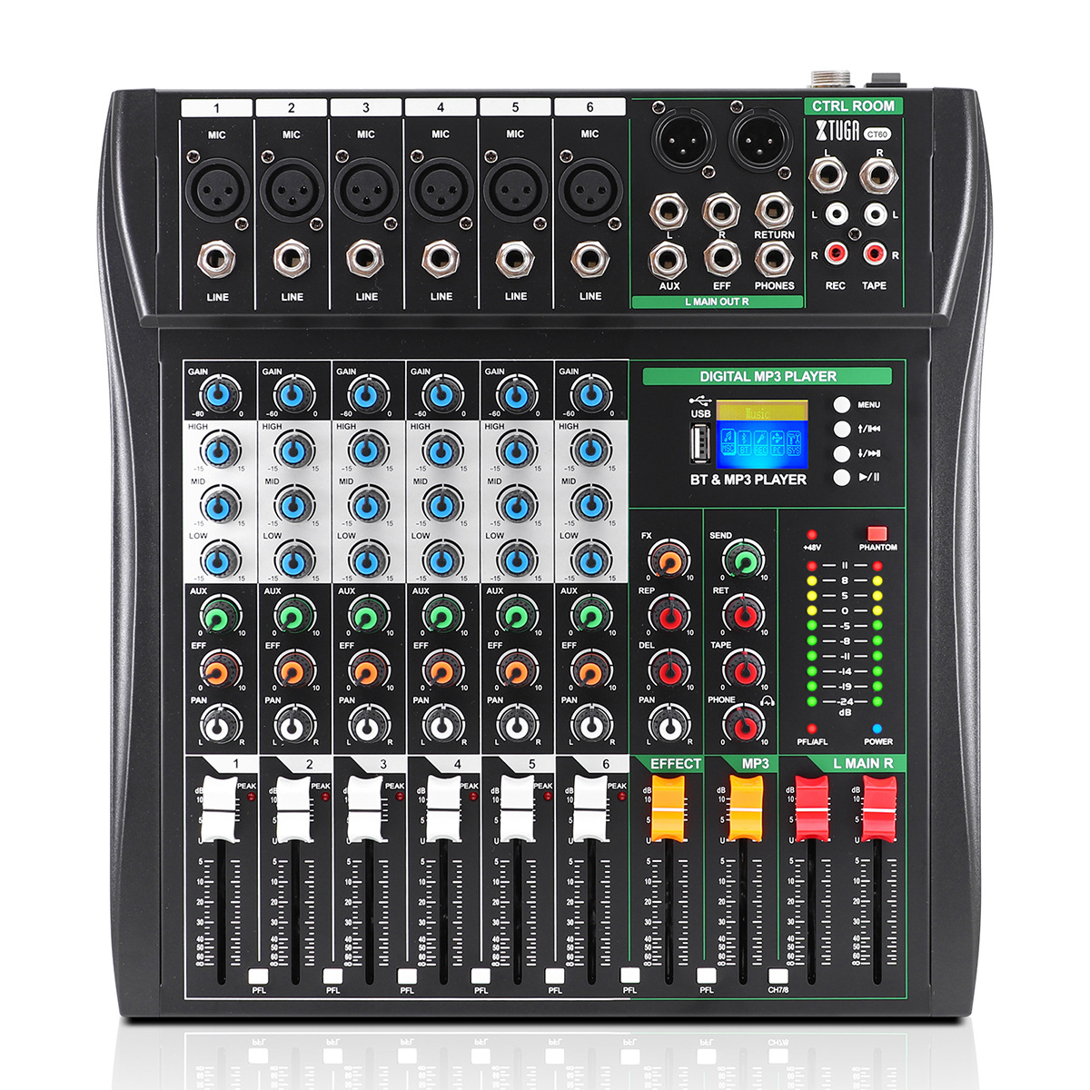 XTUGA mezclador profesional de 8 vías con reverberación Bluetooth mezclador multicanal mezclador CT80 Equalizador de efectos