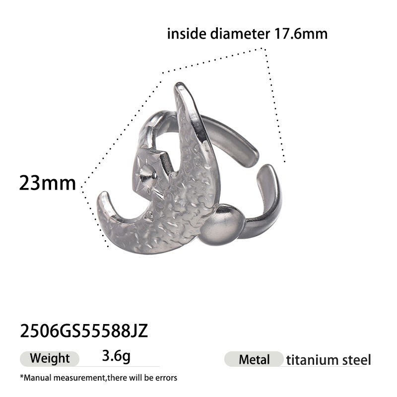 Anillo de acero inoxidable de estilo europeo y americano Tena Diseño de nicho femenino Luna lisa Delfín Anillo abierto Lujo ligero Sentido de alta gama