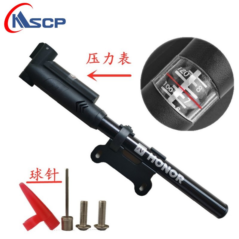 欧耐PM2819便捷式迷你小打气筒带气压力表山地自行车打气筒 充气