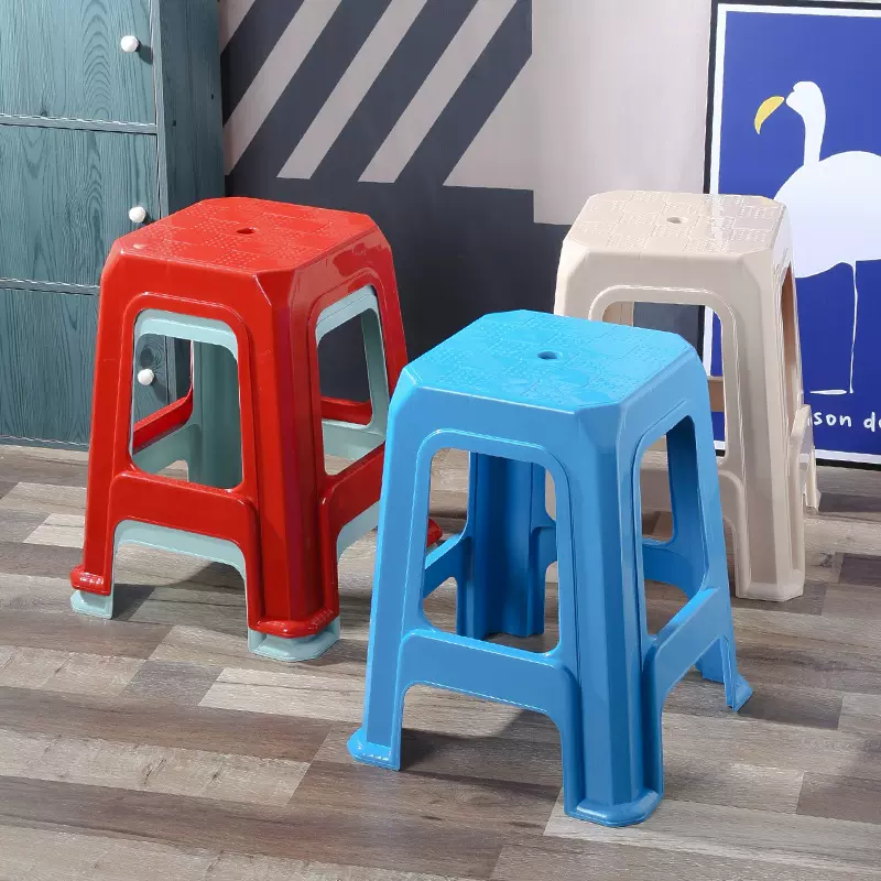 塑料凳子加厚成人家用餐桌高板凳现代简约时尚创意方凳椅子批发