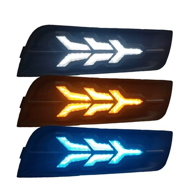 Suitable for 09-14 Cruz streamer daytime running lights front fog lamp frame special modified LED driving lights turn signal (Gündüz işıqları) - aircraft-type-led-three-color-daytime-running-lights-one-price