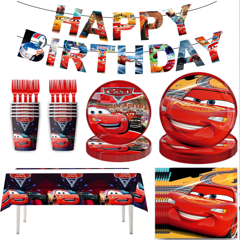 Cars Mcqueen Theme Cartoon Party Supplies Paper Plate Tissue Tablecloth Party Tableware Scene Layout Cars Mcqueen Theme Cartoon Party Supplies Paper Plate Tissue Tablecloth Party Tableware Scene Layout