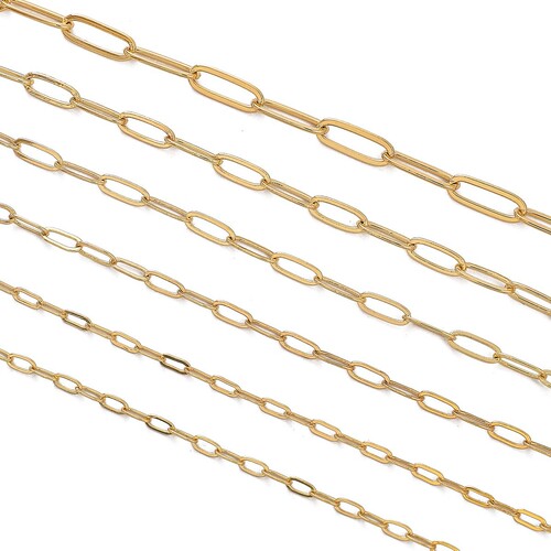 14K gold plated rectangular chain O-chain DIY handmade bracelet necklace extender chain lock chain accessory