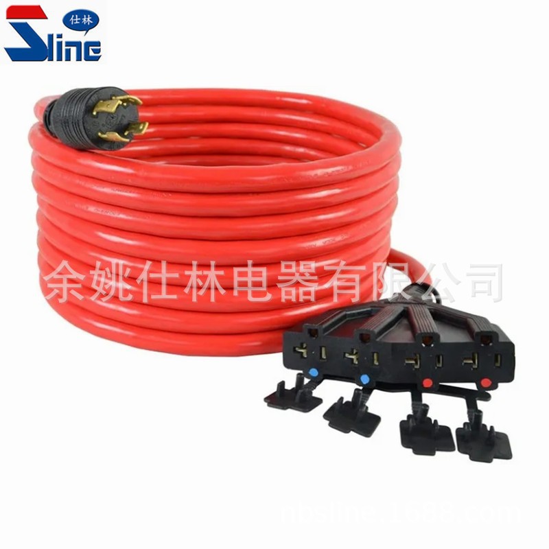 美标电源线一拖四发电机自锁转换线L1430P-TO-4*N520R-B4延长线