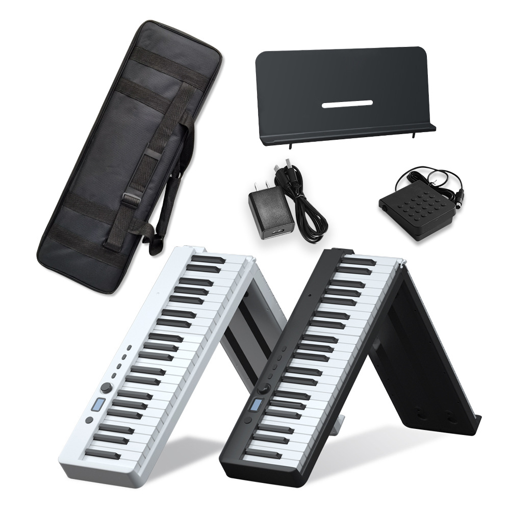 博锐便携式折叠钢琴88键标准键盘力度多功能数码电子钢琴厂家批发