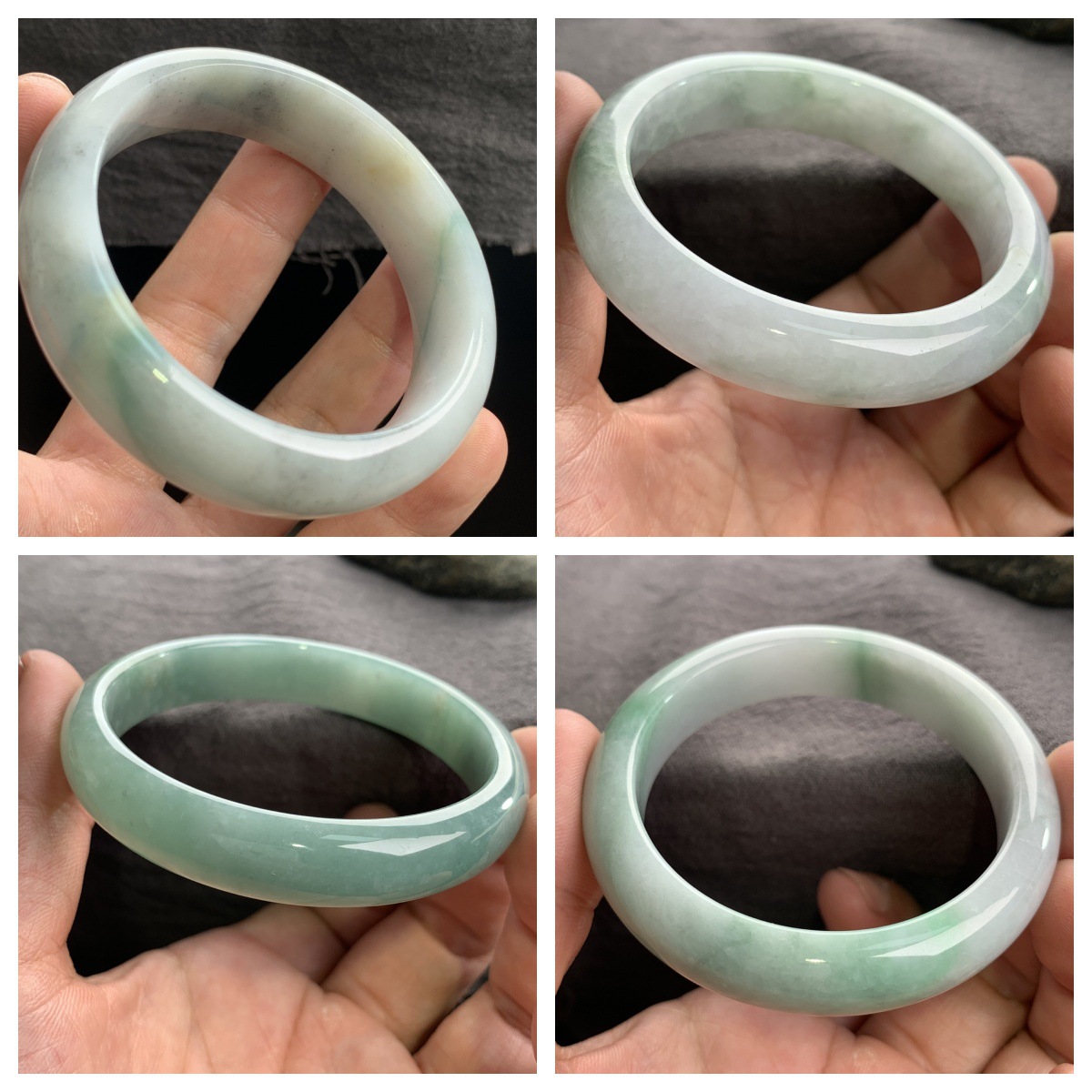 天然缅甸A货翡翠手镯圆镯飘花贵妃乌鸡叮当镯带鉴定证书特价镯子