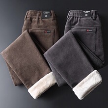 秋冬季羊羔绒休闲裤子男修身2024加绒加厚保暖棉裤外穿灯芯绒卫裤
