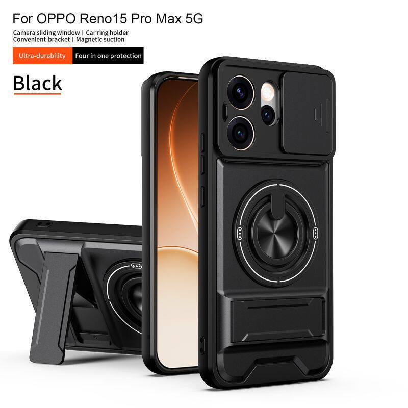 Suitable for Oppo Reno16F Shunjia Mobile Phone Case with Dual Stand and Sliding Window, Realme P4 Lite Magnetic Protective Cover