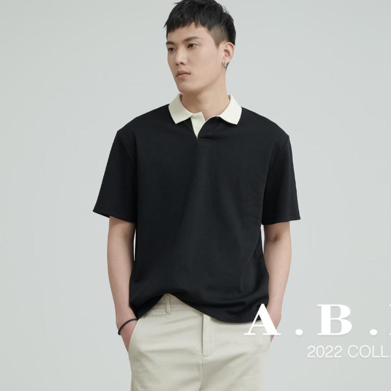 2023 verano manga corta Polo marca de moda de los Hombres estilo coreano suelta media manga de punto superior Ruan guapo solapa camiseta moda de los hombres