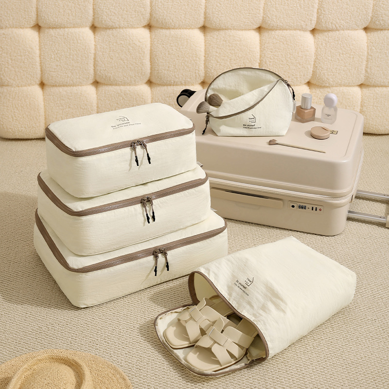 润晖跨境塔丝隆收纳五件套尼龙防水旅行行李箱衣物收纳袋一件起批