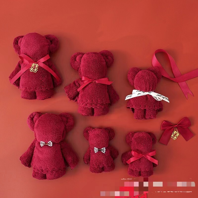Burgundy Bear-Shaped Towel Square Handkerchief Souvenir for Weddings, Candy for Full Moon Celebrations, Birthdays, Wedding Favors, and Festive Occasions Burgundy Bear-Shaped Towel Square Handkerchief Souvenir for Weddings, Candy for Full Moon Celebrations, Birthdays, Wedding Favors, and Festive Occasions