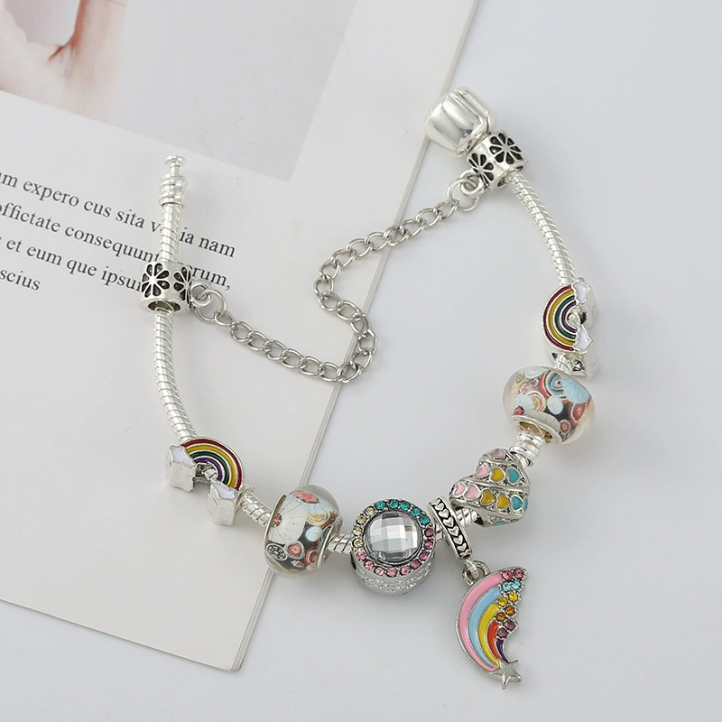 Летняя радужная серебряная bracelet, аксессуар