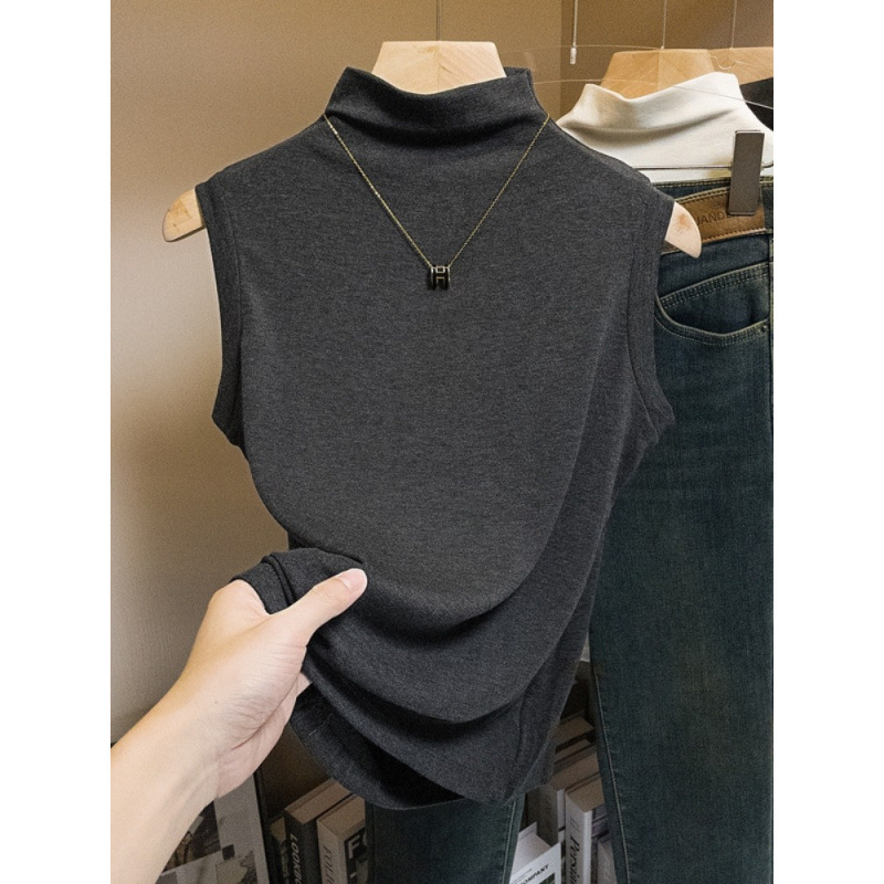 Sleeveless Turtleneck Vest for Women, 2025 Autumn Plus Size Versatile Slimming Layered Base Shirt Top