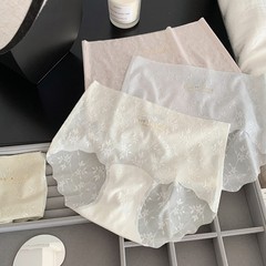 シームレスピーチピュアディザイアシームレスレース下着女性の快適で通気性のあるハイウエスト女性のブリーフ夏クールバッチ