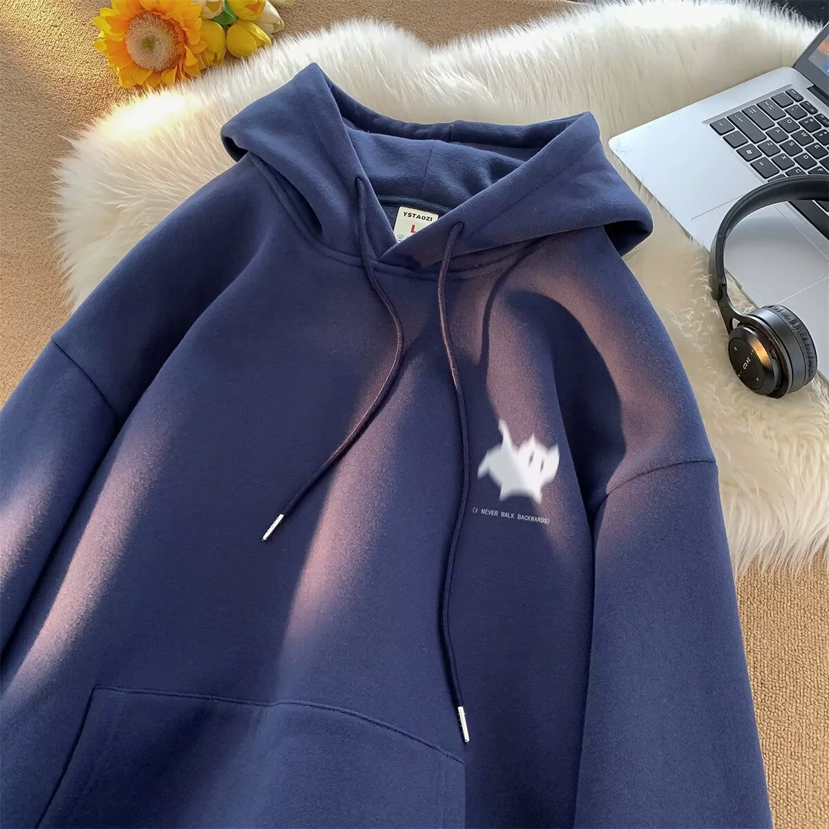 Худи мужское oversize, с котёнком‑принтом, капюшон, повседневный пуловер