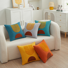 现货分销代发诚招代理毛巾绣几何抽象腰枕高级感靠枕床上床头靠