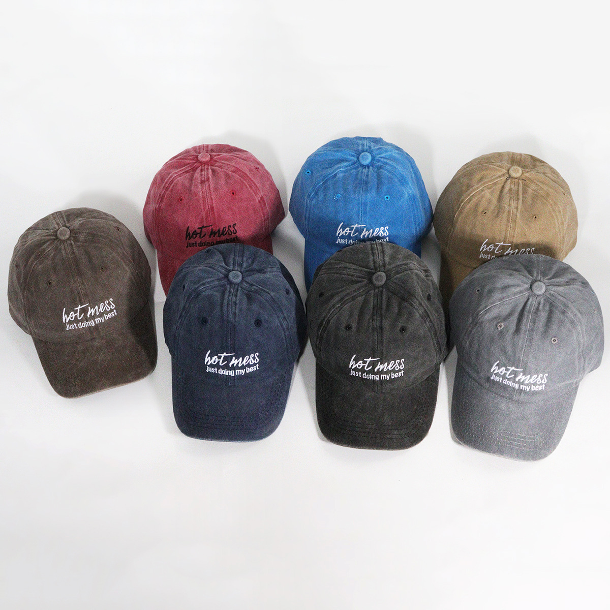 Unisex Stylish casual ins letter embroidered washed baseball cap Deep top visor_voghion.com