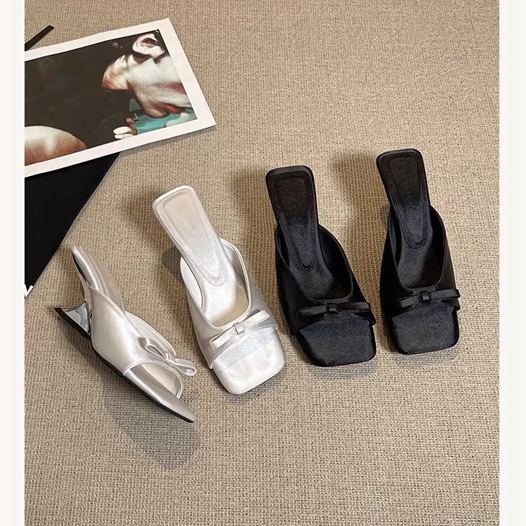 2026 New Women's Summer Bow-Knot Wedge Sandals, French Gentle Style, Low-Heeled Half-Slipper for Outdoor Wear 2026 New Women's Summer Bow-Knot Wedge Sandals, French Gentle Style, Low-Heeled Half-Slipper for Outdoor Wear
