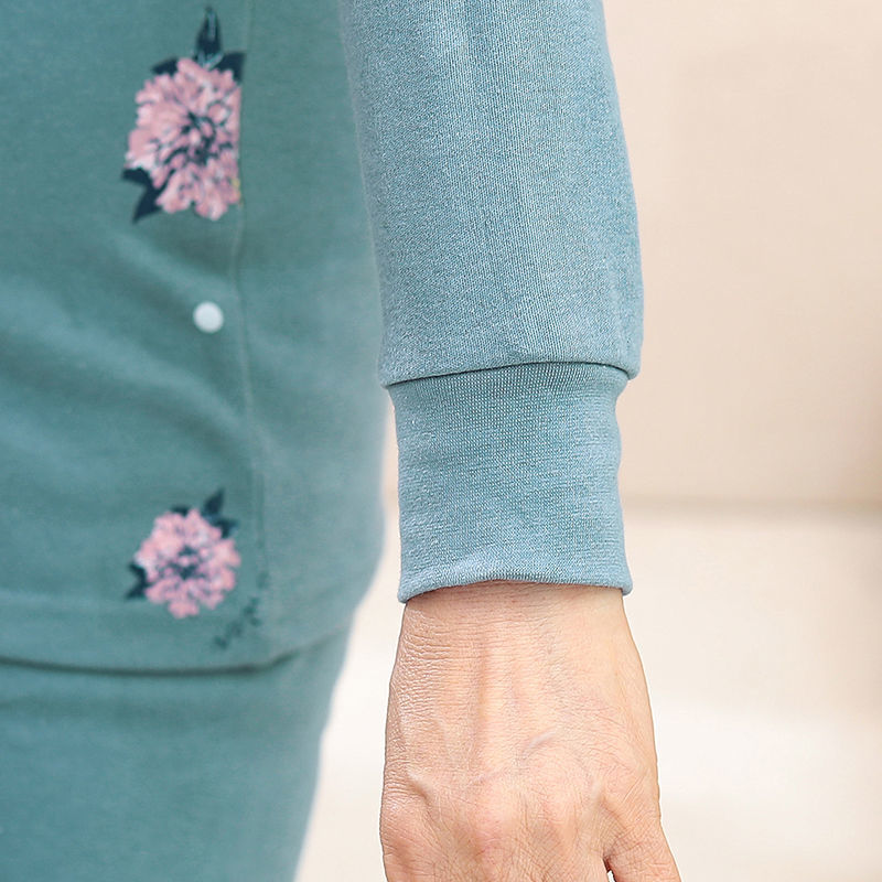 중노년 여성 가을옷, 긴 내복, 면 투피스 슈트, 어머니용 면 스웨터, 보온 속옷, 할머니 린넨 의류 및 린넨 바지