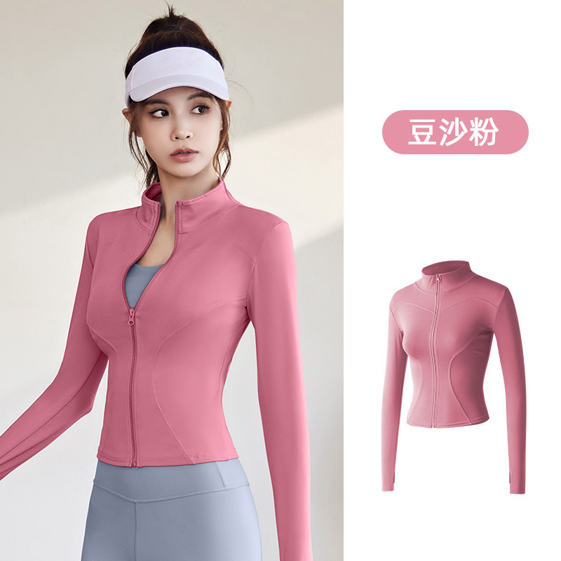 Juyitang Spring and Autumn Sports Chaqueta de manga larga para mujer Traje de yoga para correr Chaqueta superior