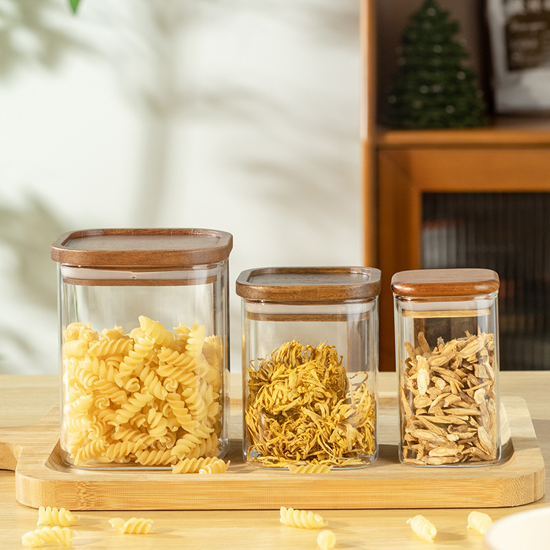 Jarra de almacenamiento de vidrio de grado alimenticio para el hogar cocina granos de café té sellado jarra de almacenamiento para el hogar