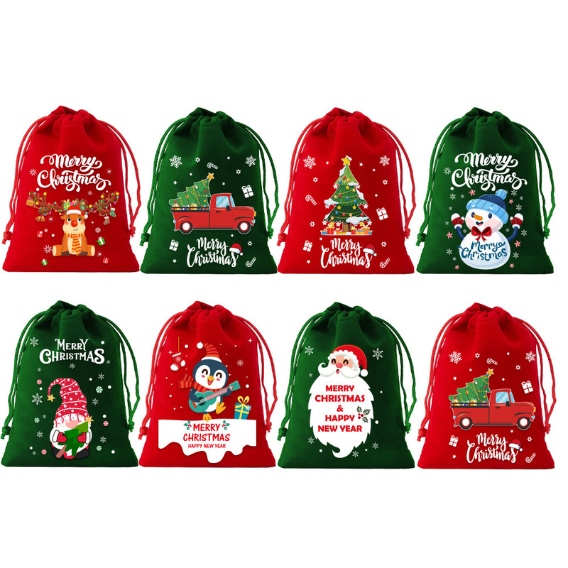 国境を越えた売れ筋の新しいクリスマスベルベットギフトバッグセットクリスマスキャンディー巾着ポケット包装収納袋|undefined