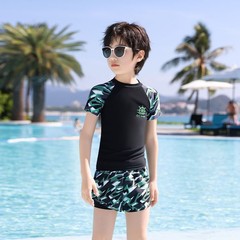 Children's swimwear for boys, separate-piece swimming trunks for boys, summer 2023 new double-layer swimwear set for middle-aged and youth boys