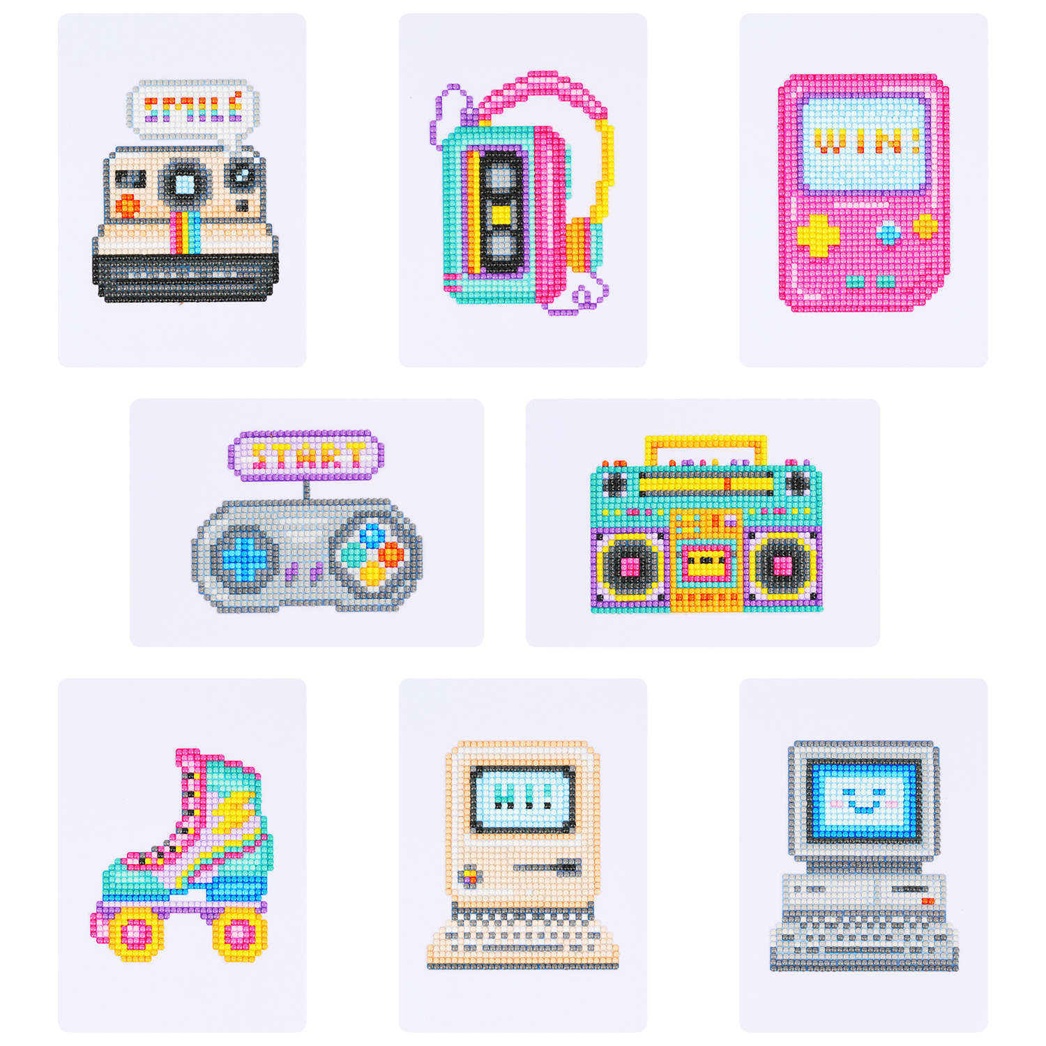 Nuevo mini decoración doméstica de diamante colorido sin marco DIY pegatinas de ladrillo de diamante redondo pegatinas de pintura