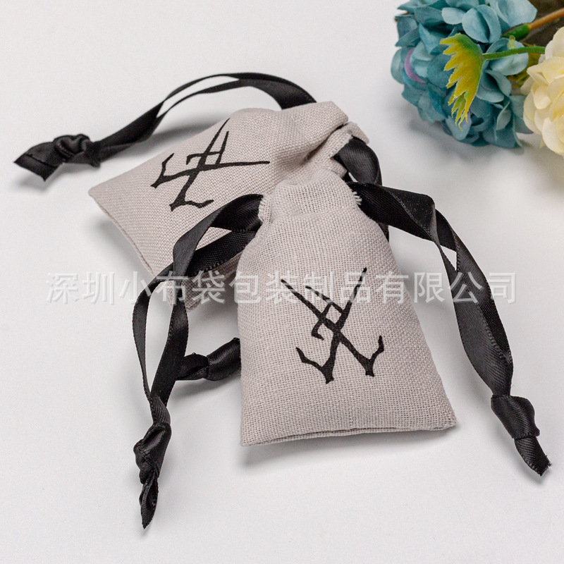 斜纹棉布袋螺纹丝带帆布抽绳束口袋 化妆品纯棉布棉布袋饰品收 纳