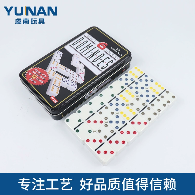 Трансграничные домино 28 двойных шести коробок цвета слоновой кости