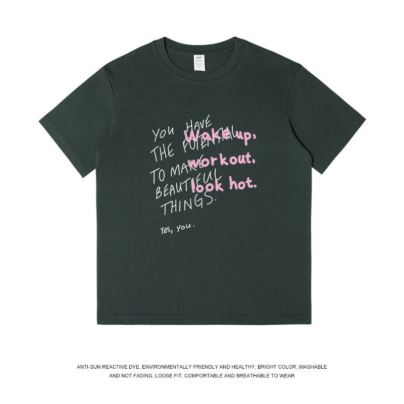 メンズストリートファッションレタープリントTシャツ半袖メンズラウンドネックニッチデザイントレンドTシャツカジュアルで万能なトップス|undefined