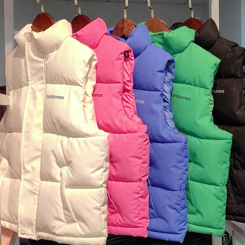 Niños chaleco de algodón de pluma otoño y invierno calentamiento ropa infantil abrazadera de caballo grueso para niños de edad media y grande vestir chaleco de cuello nuevo