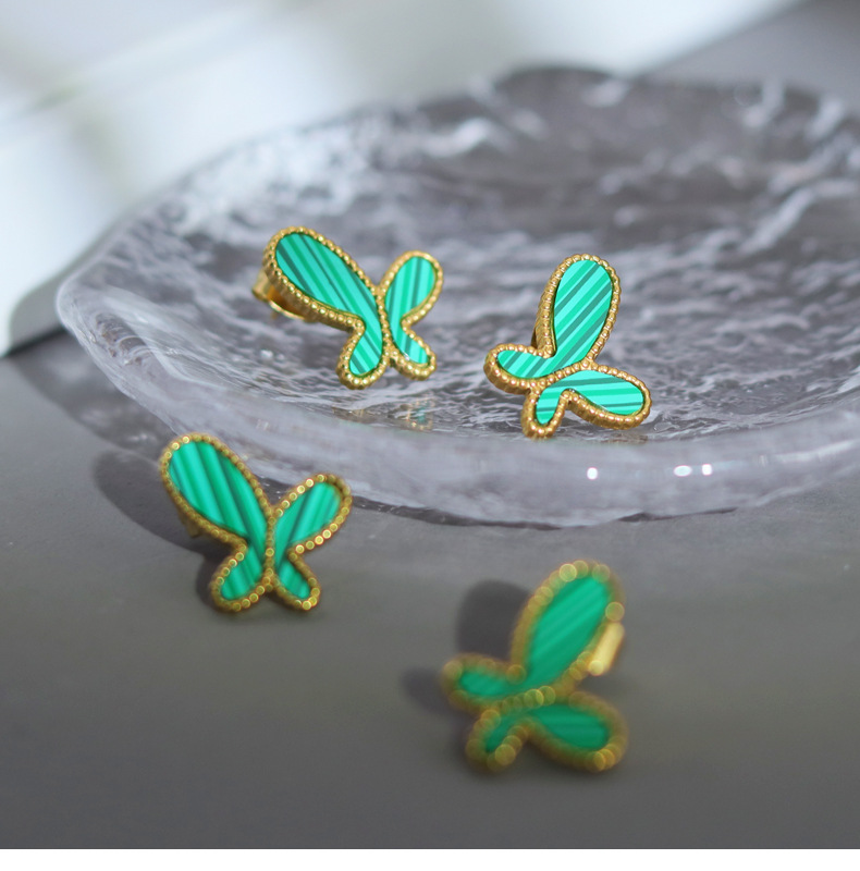 8g Weight Fashion Butterfly Titanium Steel Plating Ear Studs 1 Pair