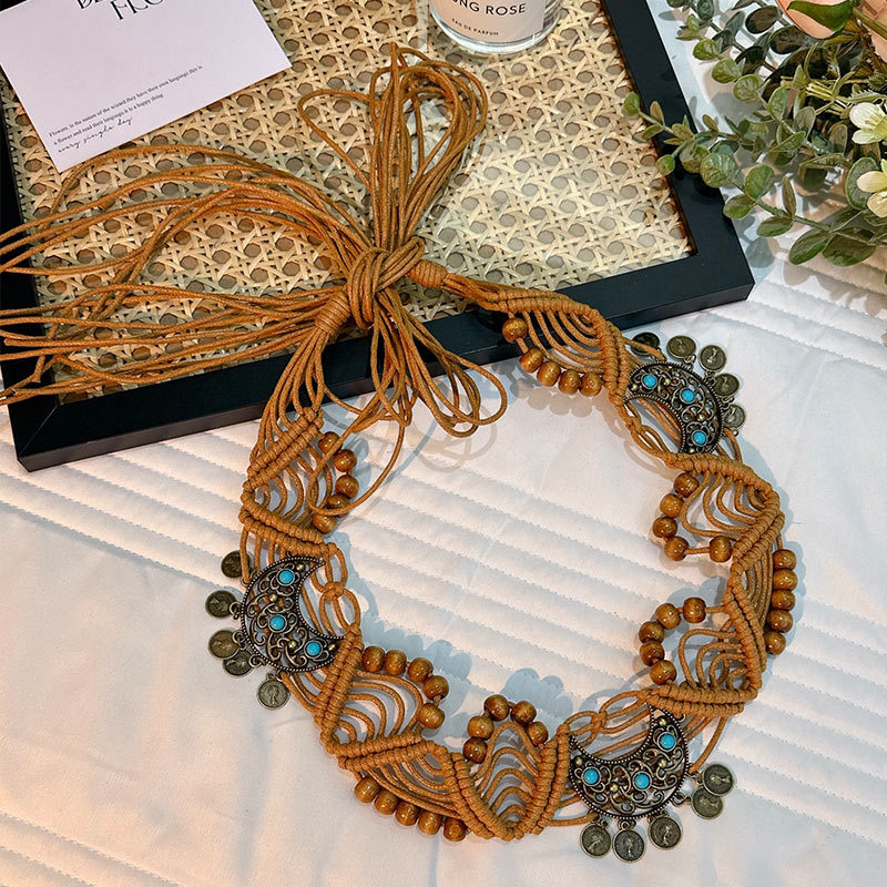 Cuerda de la cintura popular Bohemia tejida cuerda de cáñamo cadena de la cintura cinturón delgado vestido del todo-fósforo de las mujeres joyería transfronteriza al por mayor