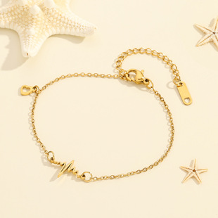EKG Titanium Steel Bracelet Anklet Women's Leg Ring Jewelry Women's Beach Jewelry New Product Launch Douyin Internet Celebrity Accessories