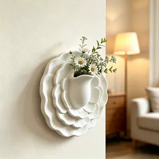 创意新品立体花瓣壁挂花瓶 树脂立体花瓣墙饰 Floral Wall Vase
