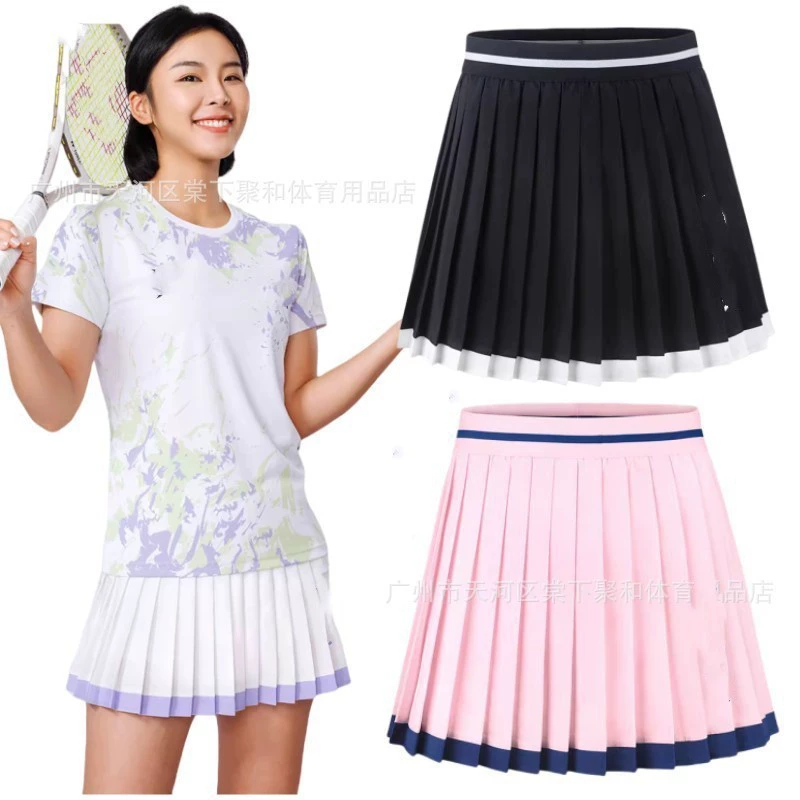 2025 новый женский бадминтонный костюм с короткой юбкой в стиле соревнований, плиссированная юбка, дышащие спортивные штаны с защитой от сквозняков, теннисные штаны