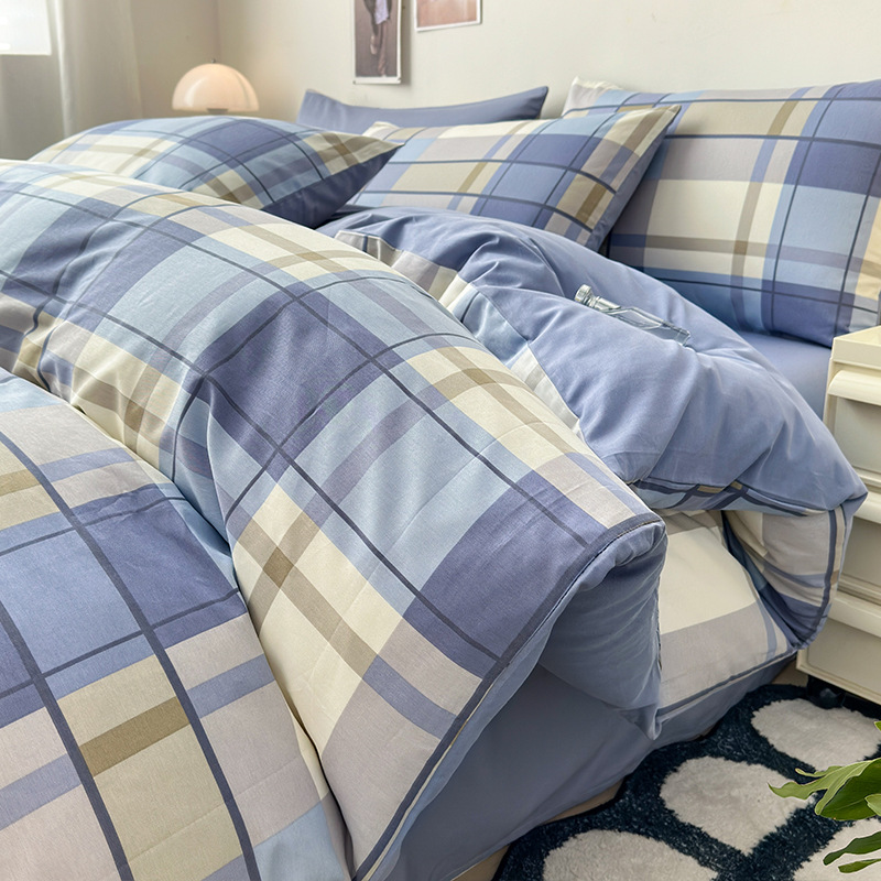 Cama de algodón de algodón de cuatro piezas 2025 nueva sábana simple funda de edredón de tres piezas sábana ropa de cama de dormitorio