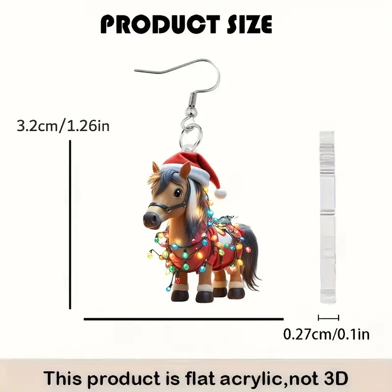 8g Weight 201 Stainless Steel Ear Needle Material Drop Earrings, Earrings Classification 1 Pair Cute Retro Horse Acrylic Unisex Drop Earrings Earrings